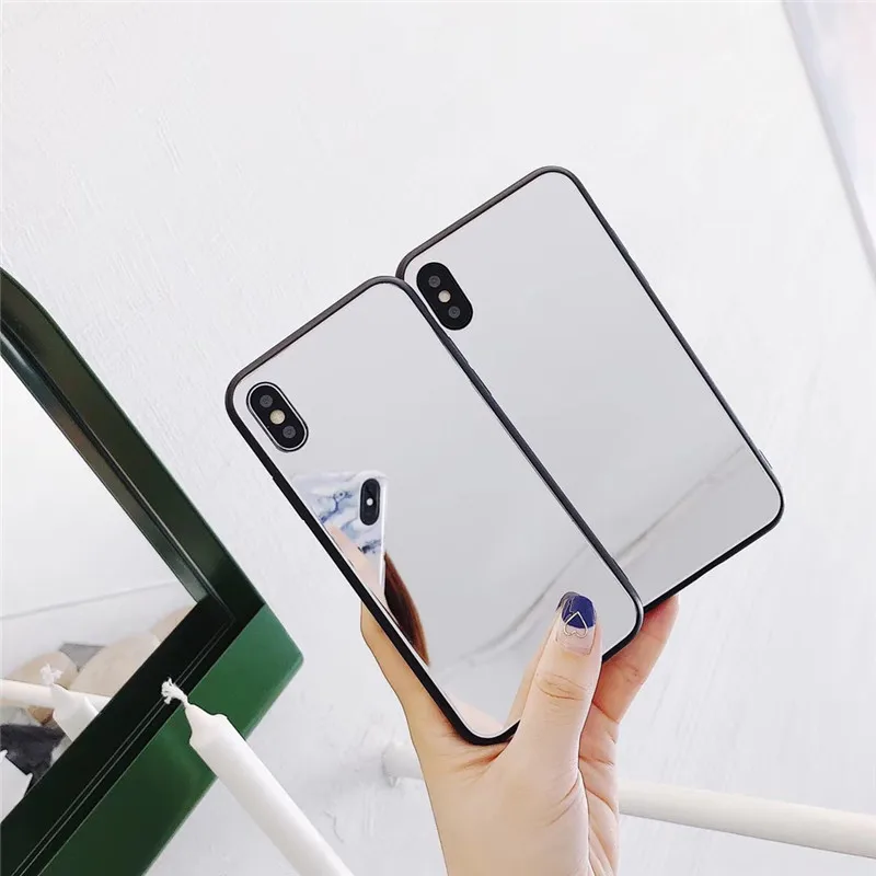 Fashion Original Ultrathin Mirror Plain Case Silicone Edge Mirror Glossy Tempered Glass Back Cover For Huawei P20lite P20 P20pro (8)