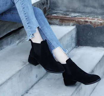 

Ankle Boots For Women Women Buckle Lady Faux Warm Boots Ankle Boots Middle Heels Martin Shoes#Pop