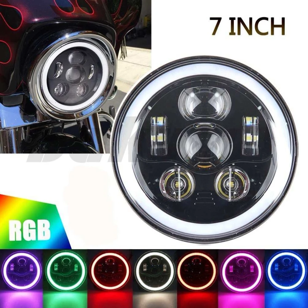 Arancel Sede Parámetros Faros LED redondos de 45W y 7 pulgadas para Moto, luces LED de haz  alto/bajo RGB, Halo de Ojos de Ángel, autoaccionados/automáticos, RGB para  faro de motocicleta de 7"|rgb angel|rgb angel eyesheadlights