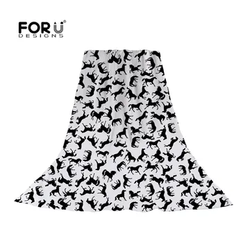 

FORUDESIGNS Women Scarf Cute Small Horse Print Summer Bandana for Travel Casual Beach Sun Protection Head Scarves Black White