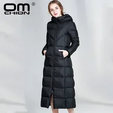 Omchion Casacas Para Mujer Зимнее пальто с капюшоном Для женщин тонкий белая утка вниз куртка X-длинные плюс Размеры XXXL Outcoat парки QY03