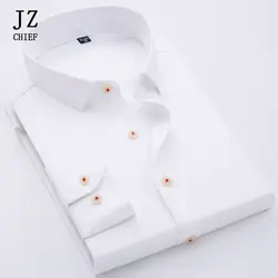 JZ CHIEF атласная рубашка для мужчин с длинным рукавом одноцветная однобортная тонкая рубашка 2018 офисная классическая мужская рубашка плюс