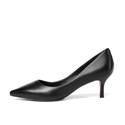Офисная Женская обувь; женские пикантные модельные туфли из натуральной кожи на высоком каблуке с острым носком; сезон весна-лето; обувь для девочек размера плюс; PRS02 muyisxi - Цвет: 5.5cm heel