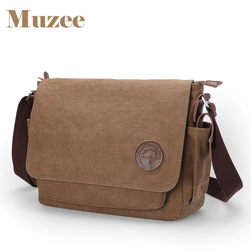Винтажные мужские сумки мессенджеры Muzee Холщовая Сумка на плечо модная мужская