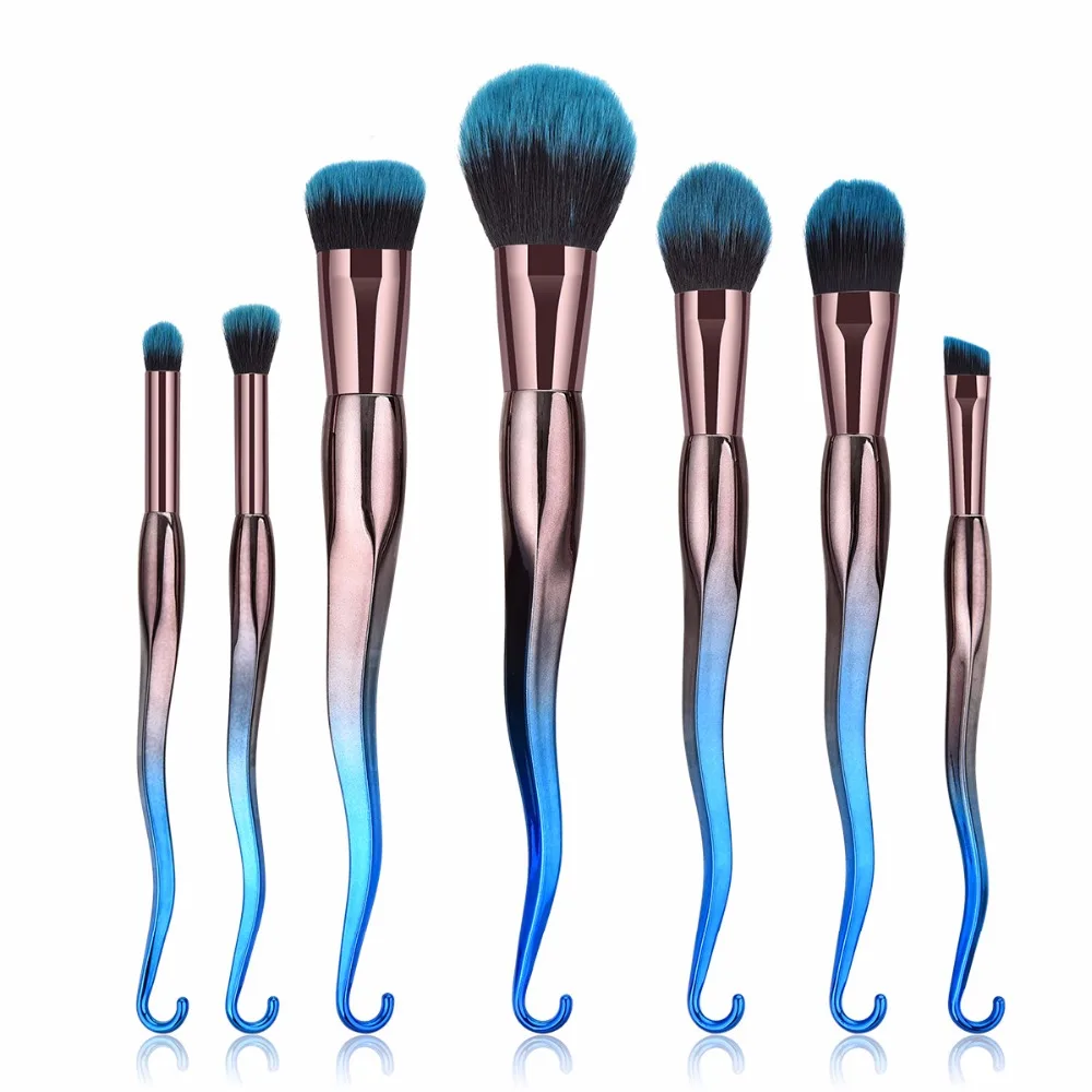 

New Shape Hook Make Up Brushes 7pcs Women Toiletry Tool Premium Powder Foundation Eyeshadow Eyebrow Nose Lip Full Cover Brushes