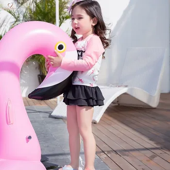 

Long Sleeve Two Pieces Toddler Girls Cute Rash Guard BikiniChildren letter Swimwear Bathing Suit UPF50+ Sea Beach Sunscreen Wear