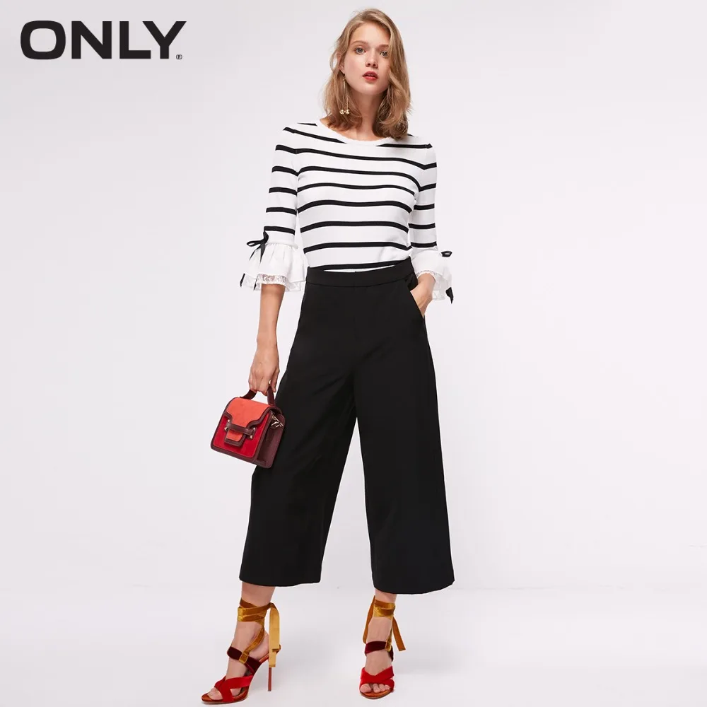 

ONLY Women's autumn new belt waist capri wide leg casual pants | 11836J520