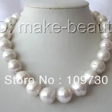 Ювелирные изделия 00538 потрясающий большой 17 мм барокко круглый белый reborn кеши пресной воды жемчужное ожерелье