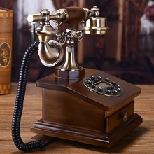 Модные старинной массивной древесины телефон старинные дома стационарный телефон/синий Подсветка/Hands Free/Идентификатор вызывающего абонента