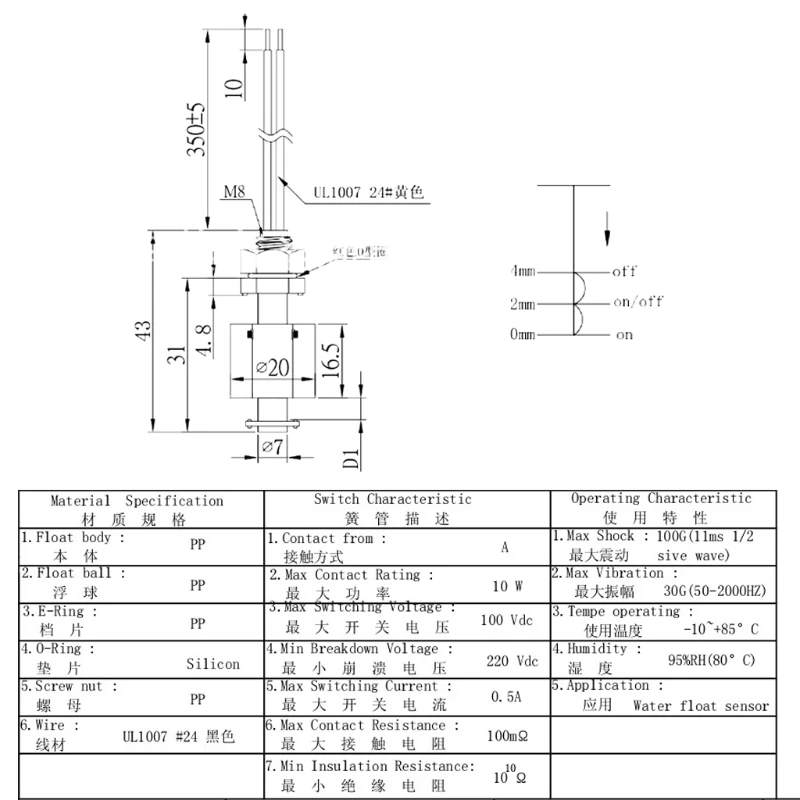 5 шт./компл. уровня воды Сенсор Вертикальная Поплавковый Настенные переключатели приборы для измерения расхода инструменты