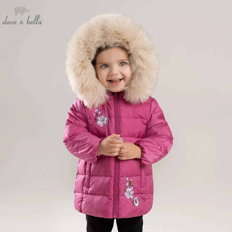 DBA8086 dave bella winter baby girls down jacket children white duck