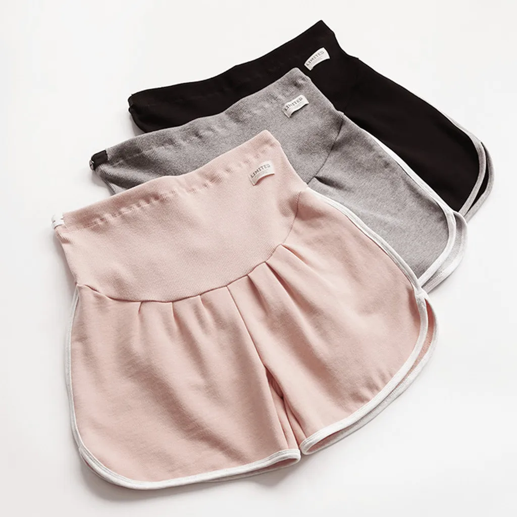 Короткие штаны для беременных, женские штаны с беременным шорты для беременных, однотонные повседневные штаны с высокой талией, ropa mujer# g40US