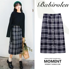 Весенне-летняя клетчатая юбка на пуговицах с эластичной резинкой на талии миди Kawaii повседневная юбка Jupe Femme Falda Mujer Gonne'll Saia