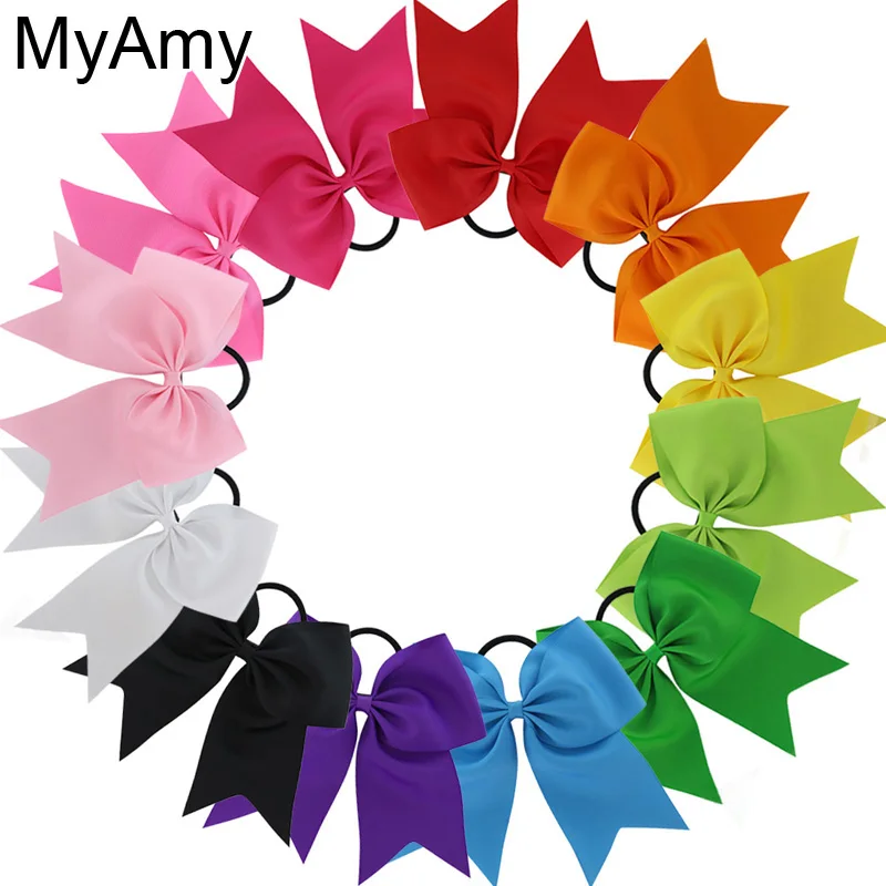 MyAmy EMS Free Shipping 240pcs/lot grosgrain ribbon cheerleading cheer bow elastic ties hair