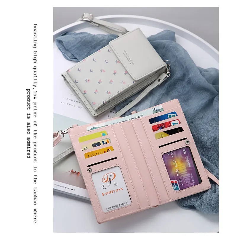 Модный женский кошелек с цветочным принтом, многофункциональный кошелек для телефона, женские мини-сумки на плечо, кошелек для девочек, брендовые сумки через плечо