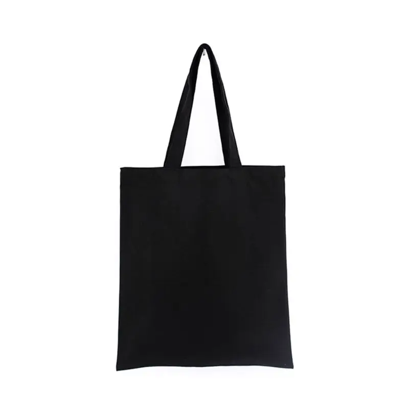 Женские прочные холщовые пустые продуктовые простые хозяйственные сумки, Дамская многофункциональная сумка на плечо, многоразовая утилизация, 14 цветов - Цвет: Черный