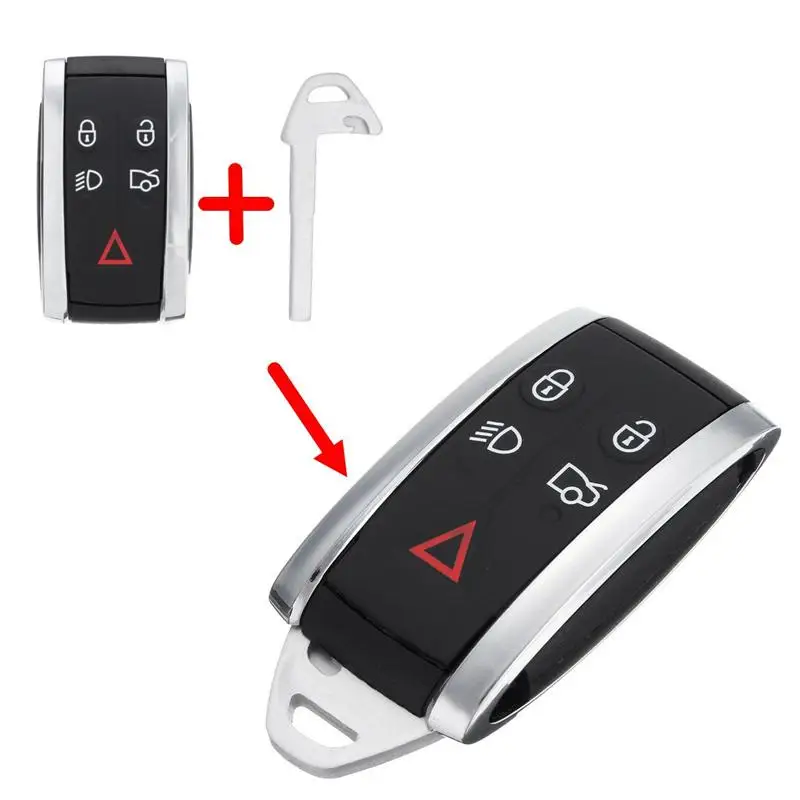 5 кнопок автомобиля дистанционного Smart Keyless Fob чехол оболочка ж/неразрезанный ключ лезвие для Jaguar XF XK XKR X-type S-type 2007 2008 2010 2011 2009
