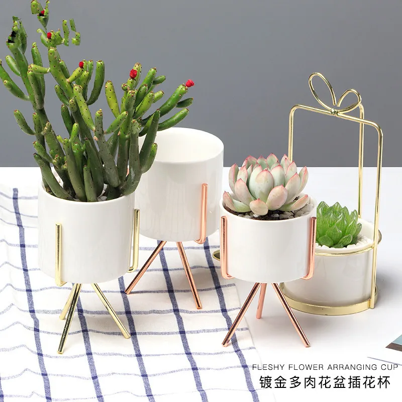 

Gold/Rose Gold Succulent Plant Pot Holder,Iron Floral Decoration Holder