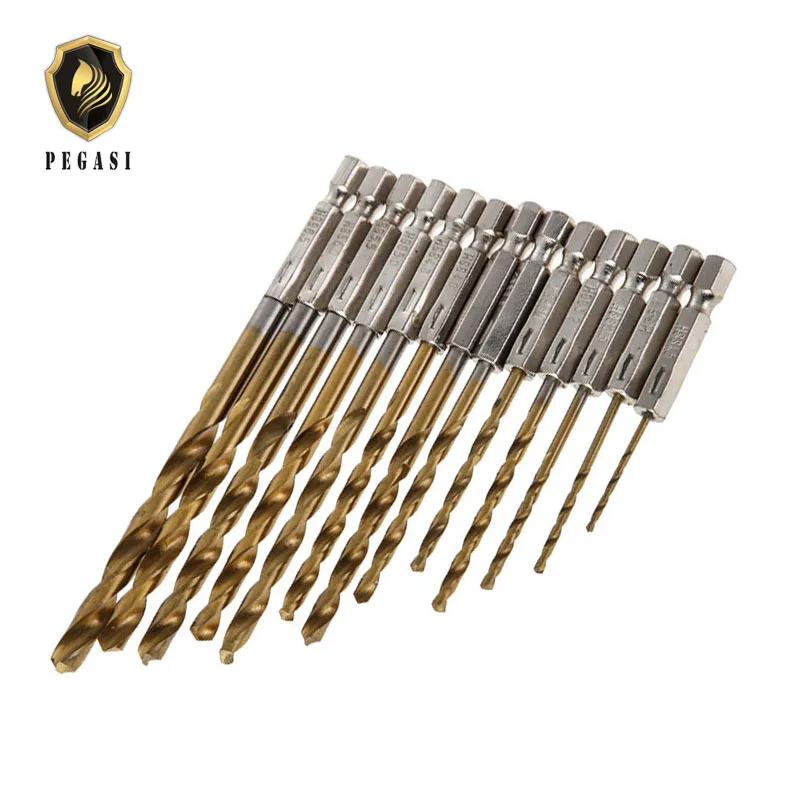

13pcs 1.5-6.5mm HSS Drill Bit Set Hex Shanks 1/4 Inch High Speed Steel Titanium Coated Twist Woodworking Tools HSS Screwdriver