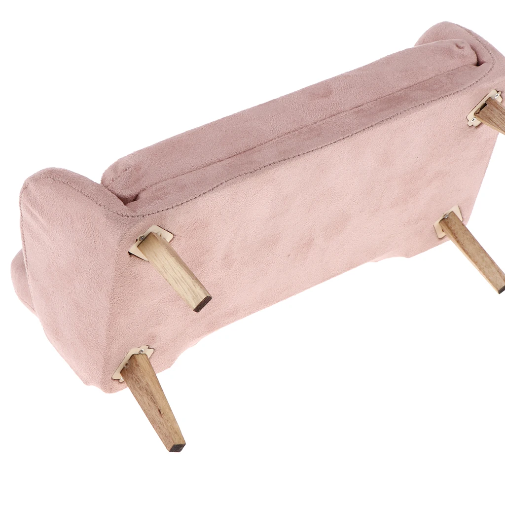 Exquisite Handmade Flannelette Double Sofa Armchair for 1/6 Dollhouse Furniture Decoration Accessory Pink