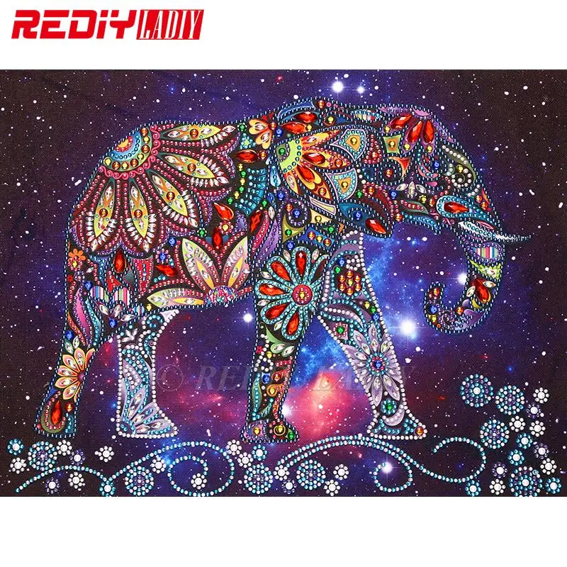 

Special Shaped Diamond Painting Elephant Diamond Embroidery Animal Shining Round Diamond Mosaic Picture Of Rhinestones 30x40cm