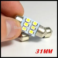 Гирлянда светодиодная 6smd 1210 3528 SMD C5W 31 мм/36 мм/39 мм/42 мм купол свет 6LED автомобиль светодиодное освещение белый шариков
