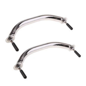 

2 x Polished 316 Stainless Heavy Duty Boat Marine Grab Handle Hand Rail Hardware, Length 8-inch Round Tube