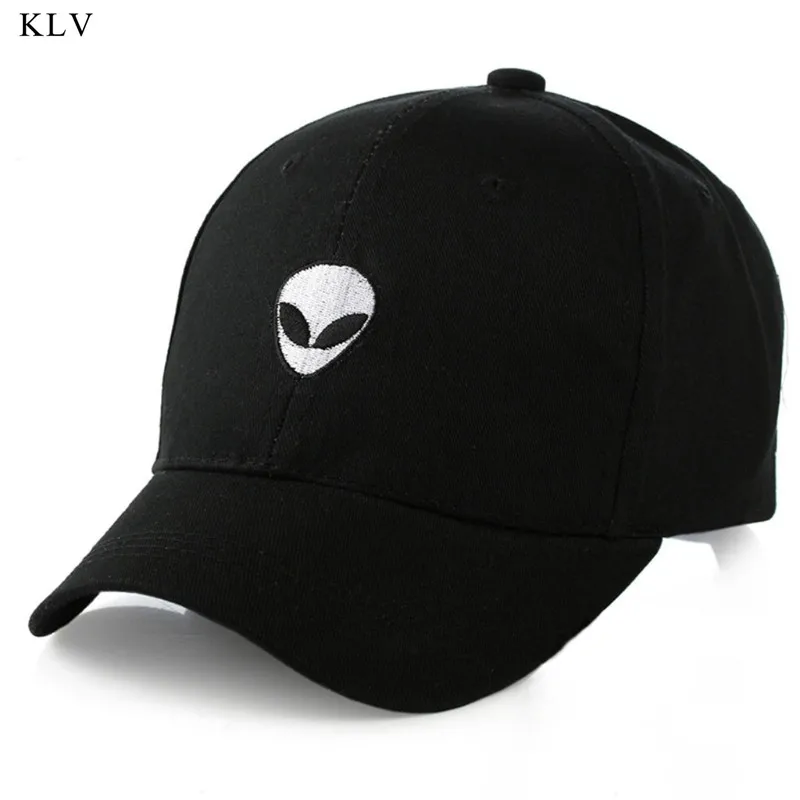 KLV Новая черная бейсболка с вышивкой пришельцев хлопковая Регулируемая уличная