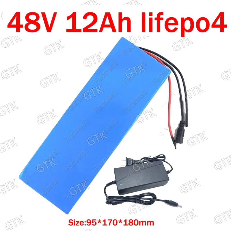 ГТК Lifepo4 48v 12ah батарея for1000W 1200 Вт электрическая горный велосипед задний стеллаж для выставки товаров батареи снегоход скутер+ 2A зарядное устройство