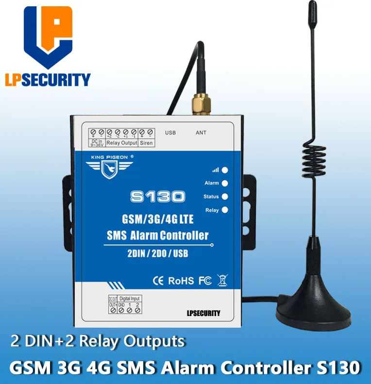 LPSECURITY GSM 3g 4G RTU пульт дистанционного управления по SMS будильник Системы 2 DIN 2 сделать IOT контроллер для мониторинга автоматизации Системы S130
