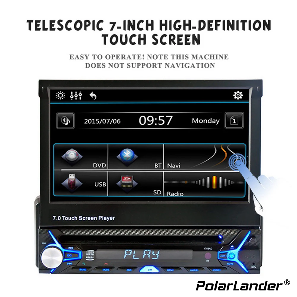Top Auto Multimedia Autoradio 1 Din Car Video MP5 Player 7 Inch HD Touch Screen Bluetooth FM Radio European GPS Map USB Mirror link 3