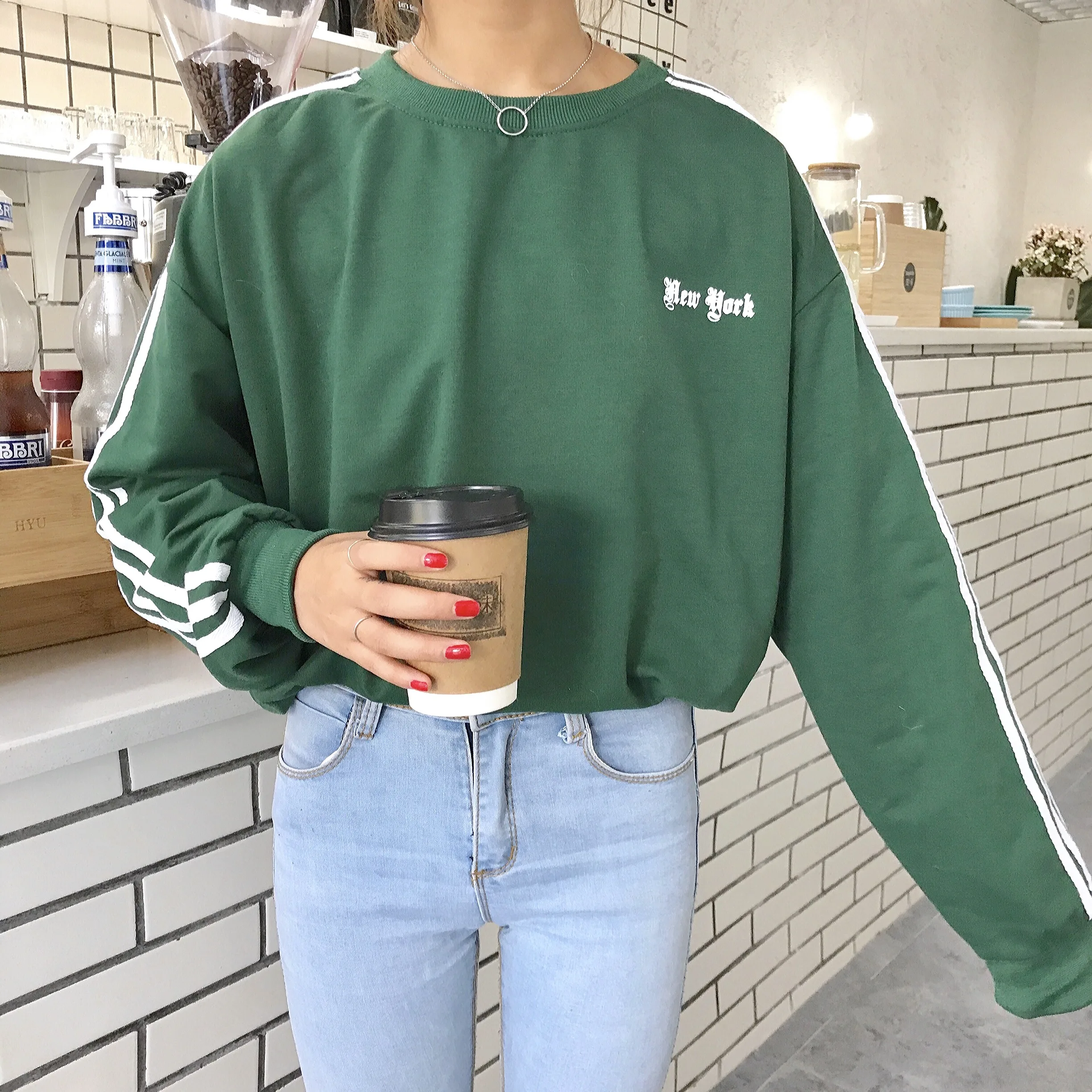 Halajuku Loose Letter Printed College Sweatshirts