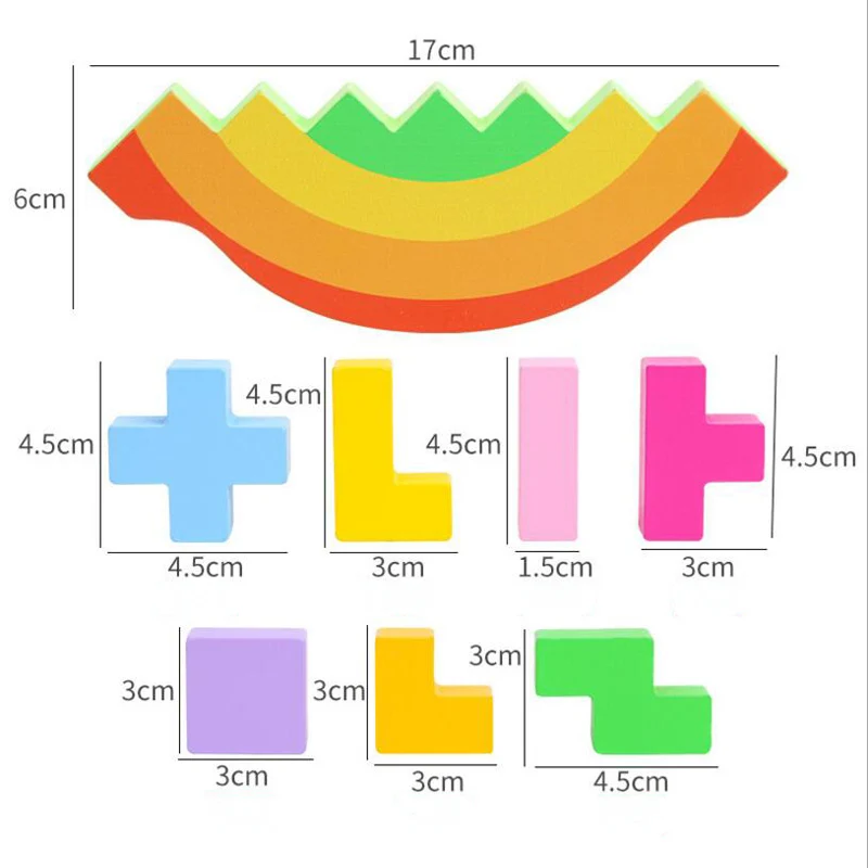 Ранние развивающие игрушки Дерево Радуга балансировки Обучающие деревянные игрушки здания Конструкторы детские, для малышей Баланс Деревянные 123