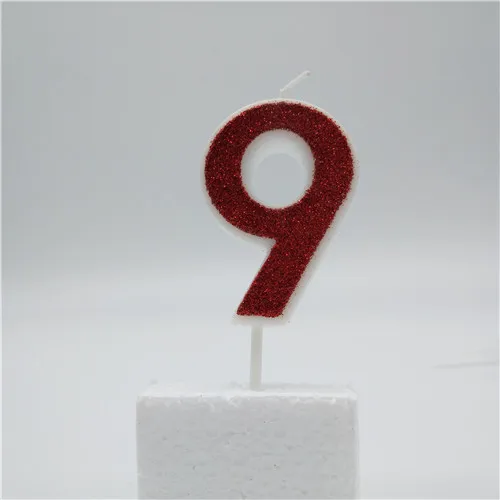 Number 9 Номер, для детей 0, 1 2 3 4 5 6 7 8 9 Творческий красными свечами детей Топпер для торта «С Днем Рождения» свечи для украшения для торта для вечеринки принадлежности - Цвет: Number 9