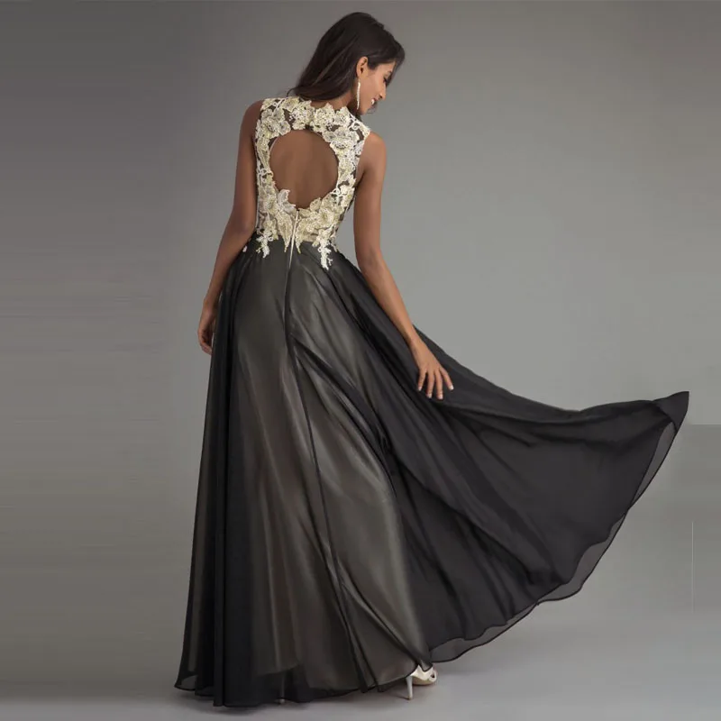 LORIE Party Evening Dress Long Formal 2018 Robe De Soiree Backless Elegant Women Lace Prom Dresses Black Evening Gowns Plus Size