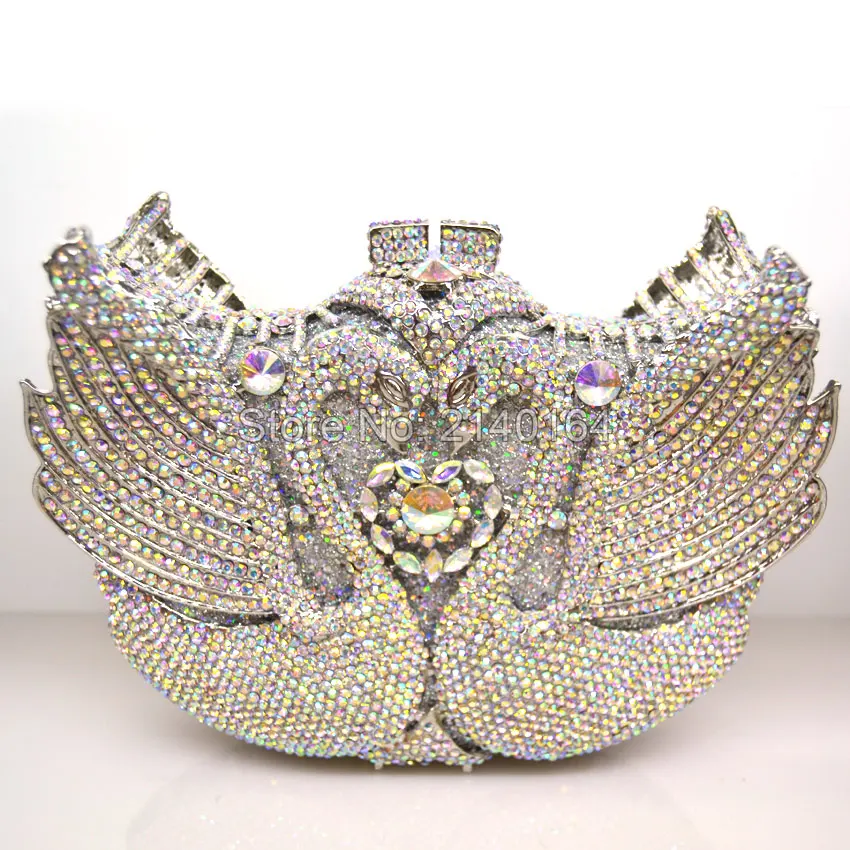 High quality silver branded Day clutches Top Luxury Vintage Swan