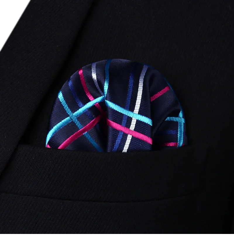 Tc808k8s Розовый Синий Проверьте 3.4 "шелковые ткани Для мужчин галстук платок Набор