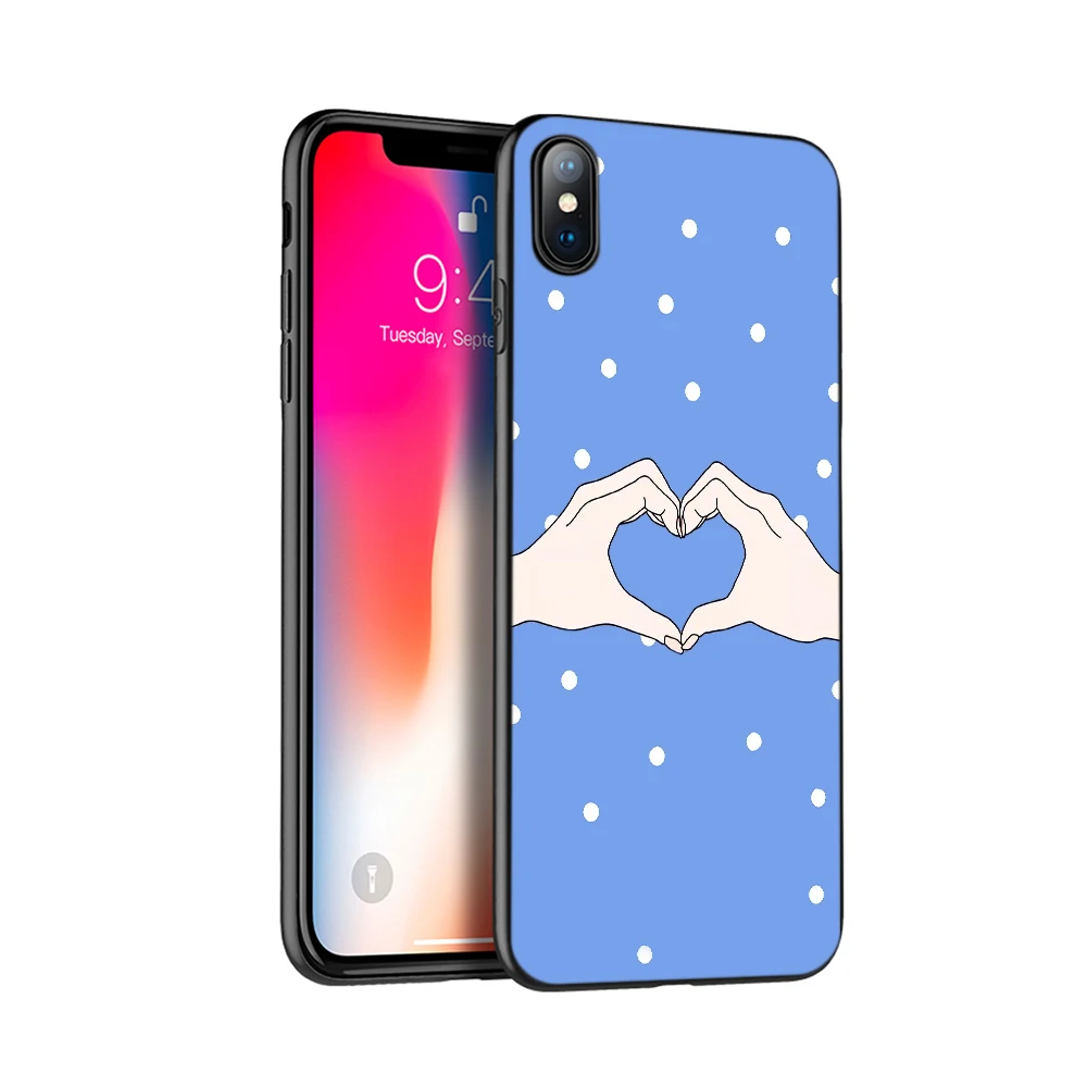 Черный чехол из ТПУ для iphone 5 с рисунком сердца 6 6s 7 8 plus x 10 XR XS 11 pro MAX черно