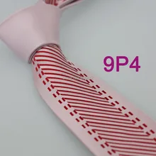 Yibei Coachella связи Для мужчин узкие галстук Дизайн светло-розовый Узел Контрастность Red Stripe микрофибры галстук мода Slim Tie