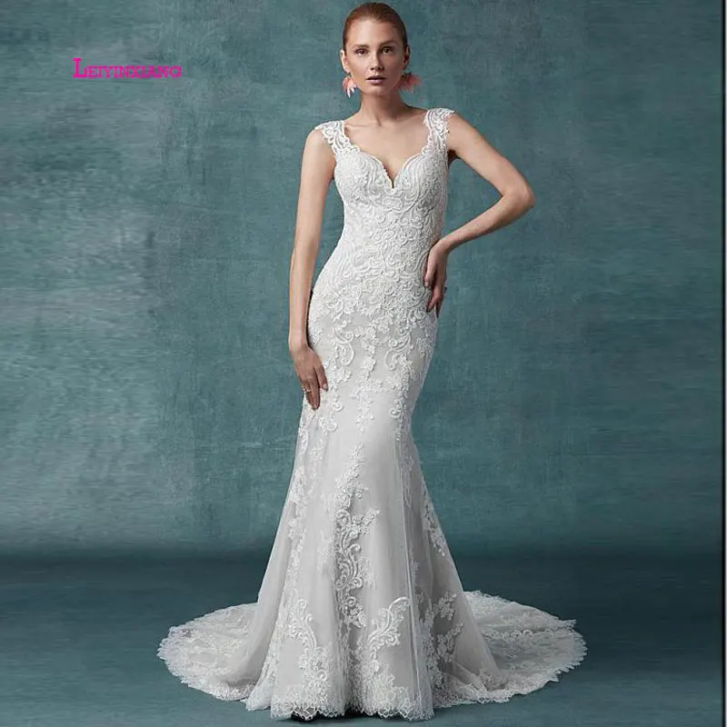 

LEIYINXIANG New Arrival Popular Bride Dress Wedding Dress Vestido De Noiva Sereia Robe Sexy Mermaid Appliques Zipper Sweetheart