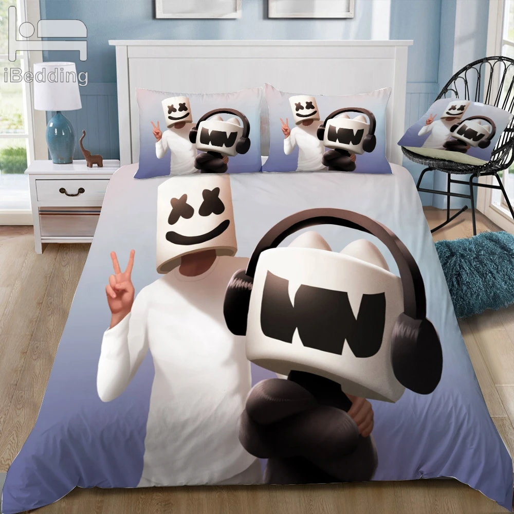 

Lovely Dj Marshmello 3D Bedding Set Printed Duvet Cover Set Queen King Twin Size