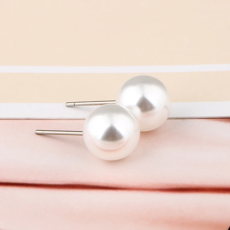 CHUKUI Wholesale Kolczyki Kids Imitation Pearl Earrings Girls Stainless Steel Stud Earrings Hypoallergenic Jewelry (10)