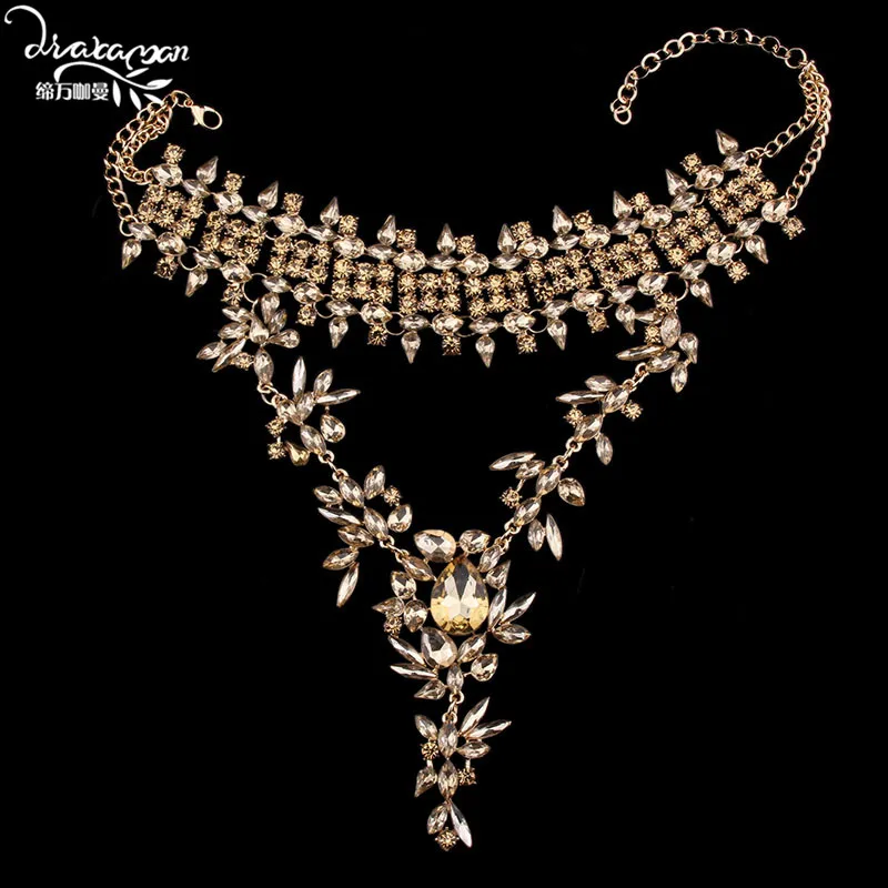 Бренд Dvacaman, модное ожерелье с кулоном из кристаллов, женское свадебное массивное ожерелье, колье-ошейник, ювелирные изделия, рождественские подарки, H66 - Окраска металла: Brown