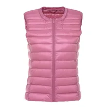 Мода для женщин whinte утка вниз жилет без рукавов весна осень короткие жилеты черный тонкий вниз жилет топы тонкая куртка QH1225