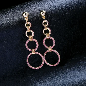 

Sexy Fashion Jewelry Full Crystal Circle Round Drop Earrings For Women Charm Long Dangle Earrings Party Gift Accessories