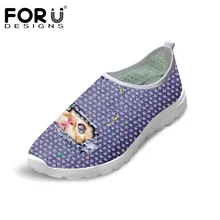 FORUDESIGNS/Новинка года; Летняя женская повседневная обувь; милые дышащие сетчатые туфли с 3D-принтом кота для женщин; пляжные туфли на плоской подошве для девочек