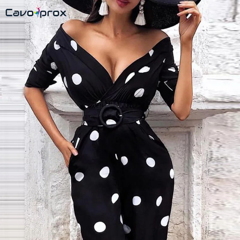 

Women Deep V-Neck Dot Print O-Ring Belted Dress Casual Sheath Knee-Length Summer Elegant Night Club Slim Fit Party Dress