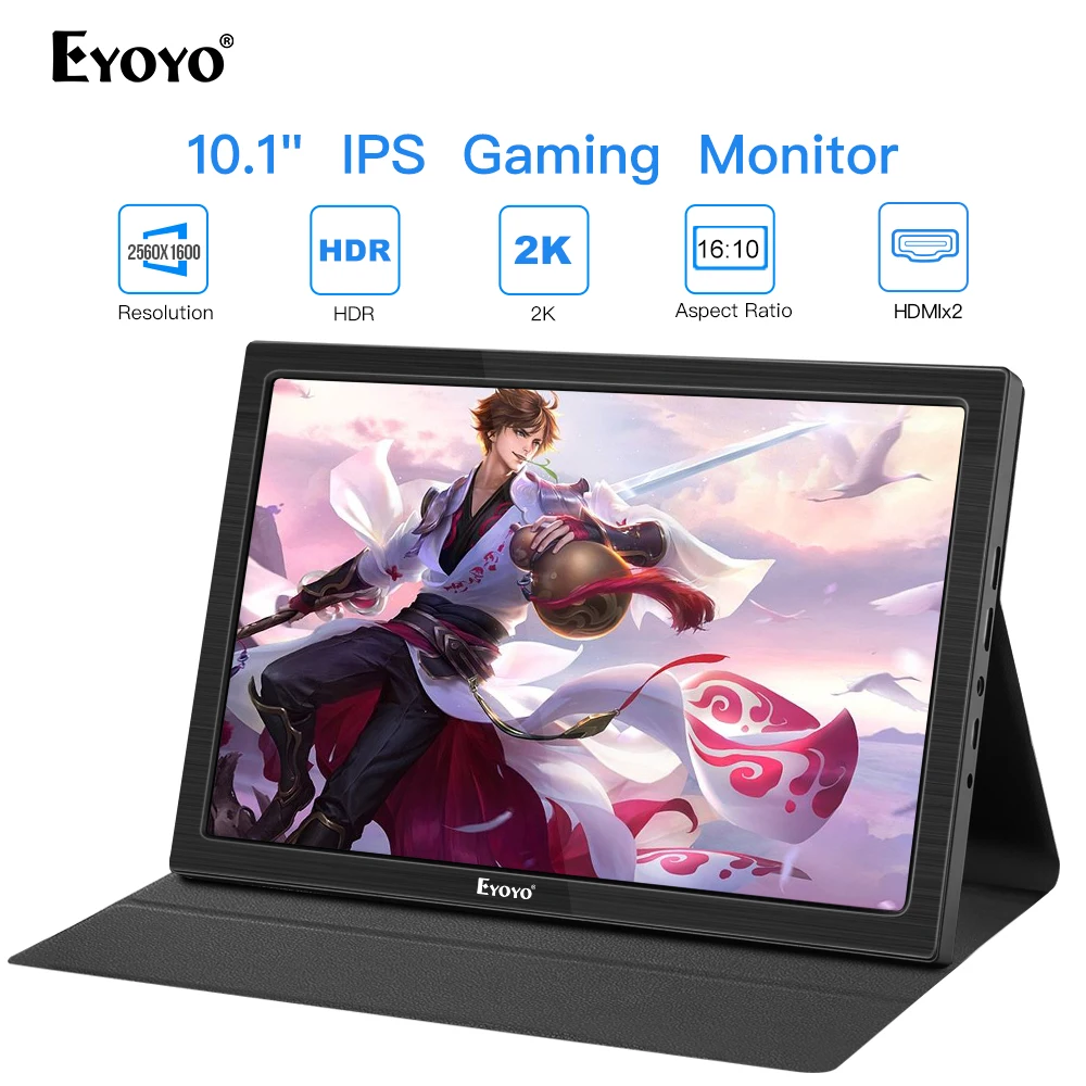

Eyoyo EM10T 10" inch Portable HDMI Gaming Monitor IPS HD 2560x1600 for PC Laptop Compatible PS4 Xbox one PS4 Raspberry Pi