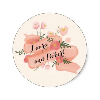 

3.8cm Whimsy Floral Vintage Banner Custom Wedding Favor Classic Round Sticker