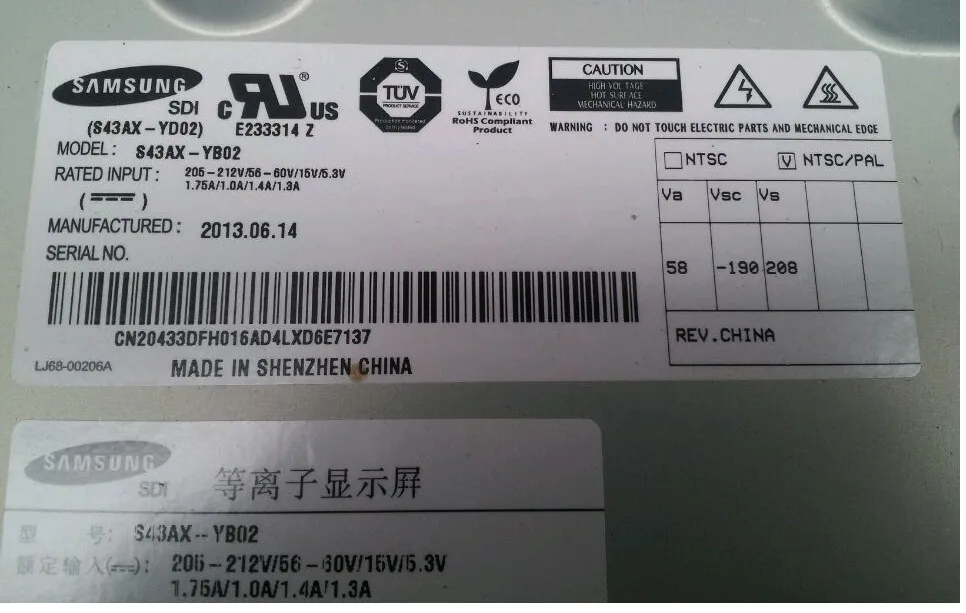 Lj92 01948a Lj41 10342a For Samsung Pn43f4500af Y Main Board S43ax Yb02 Board Board Game For Saleboard Mp3 Aliexpress